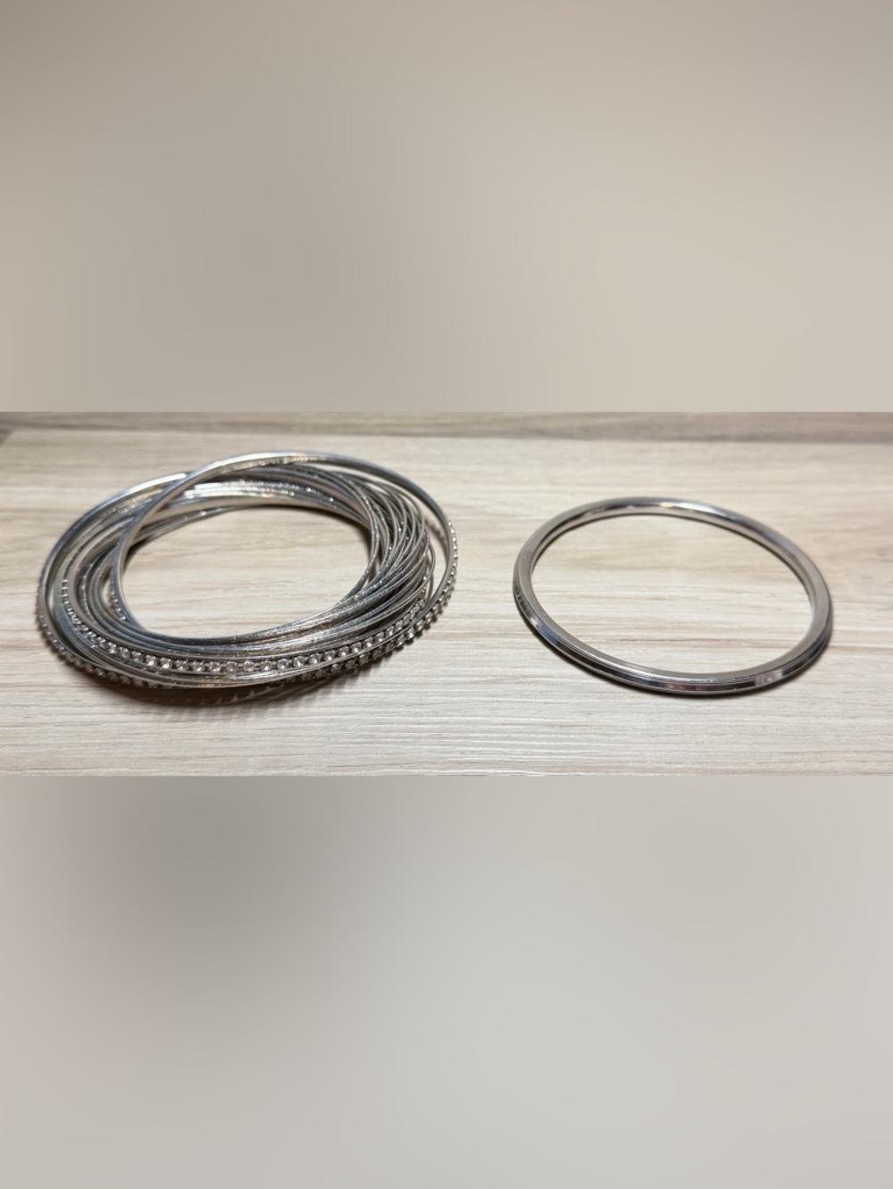 Set of 2 Vintage Untested Silver Bangle Bracelets